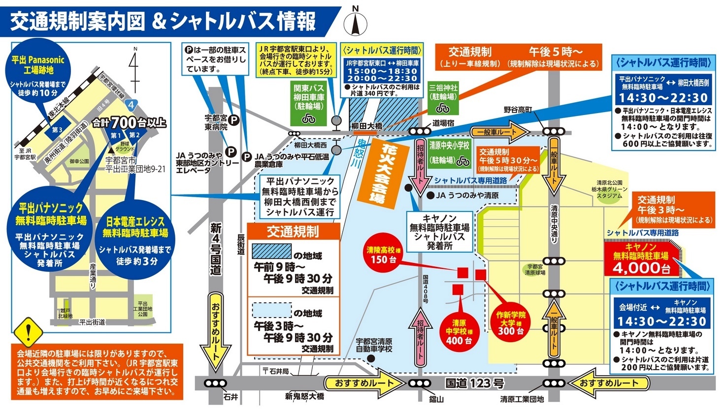 宇都宮花火大会 17 穴場スポット 駐車場の場所